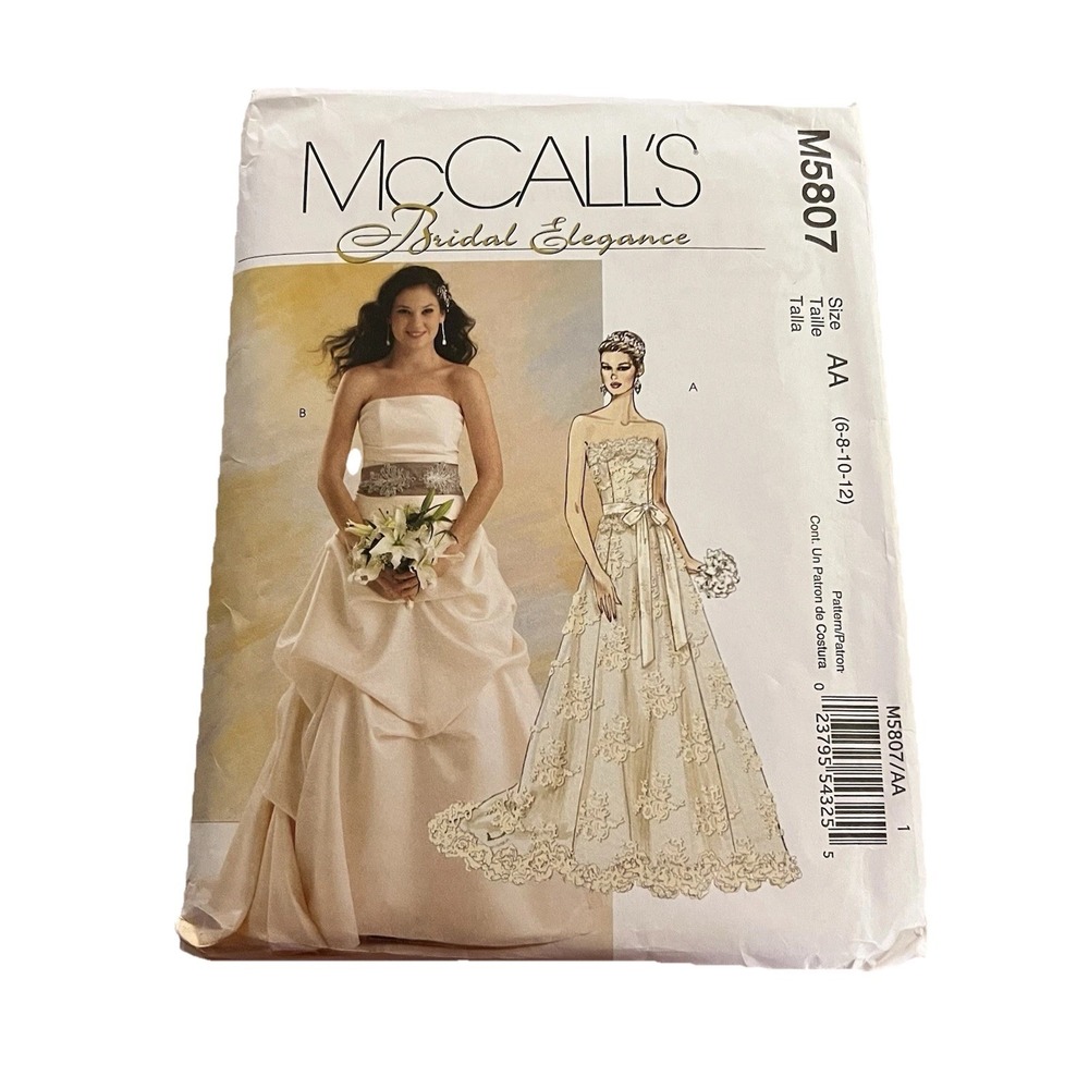 McCall's M5807 Bridal Elegance Sewing Pattern UNCUT 2009 Size 6-12 Wedding Dress